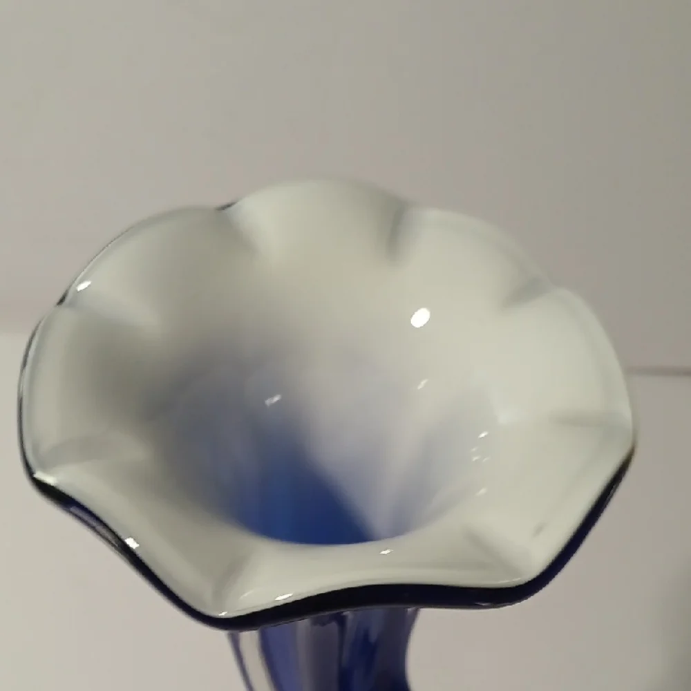 Murano Blue and White Accent Vase